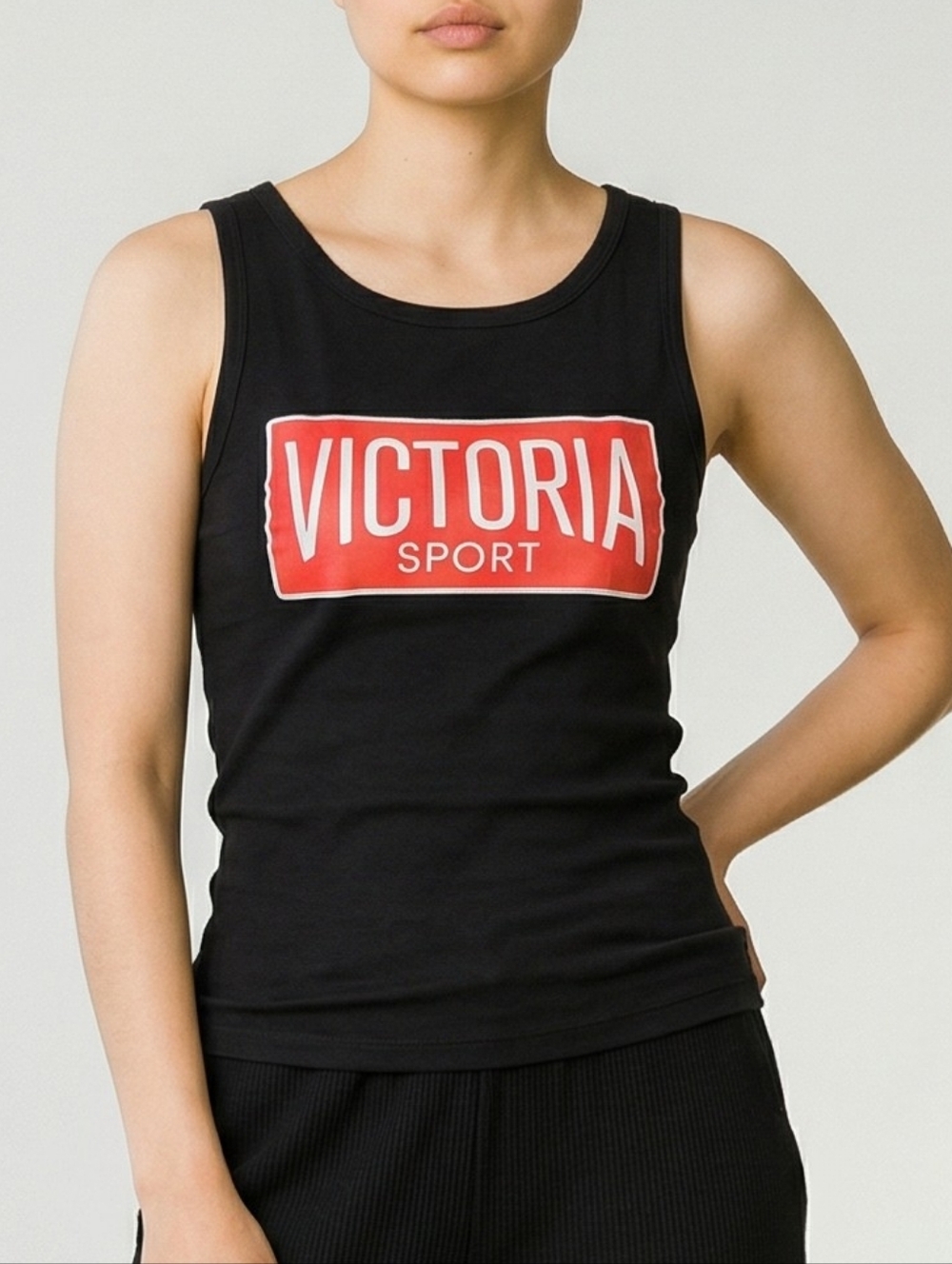 Victoria Sport Women's Black Tank Top with Red Logo